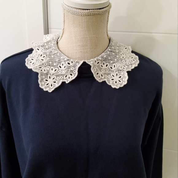 J.Crew Lace Collar Sweatshirt Size XL - Picture 4 of 11